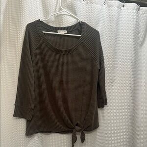 Nine Britton Olive Tie-Front Long Sleeve Top
